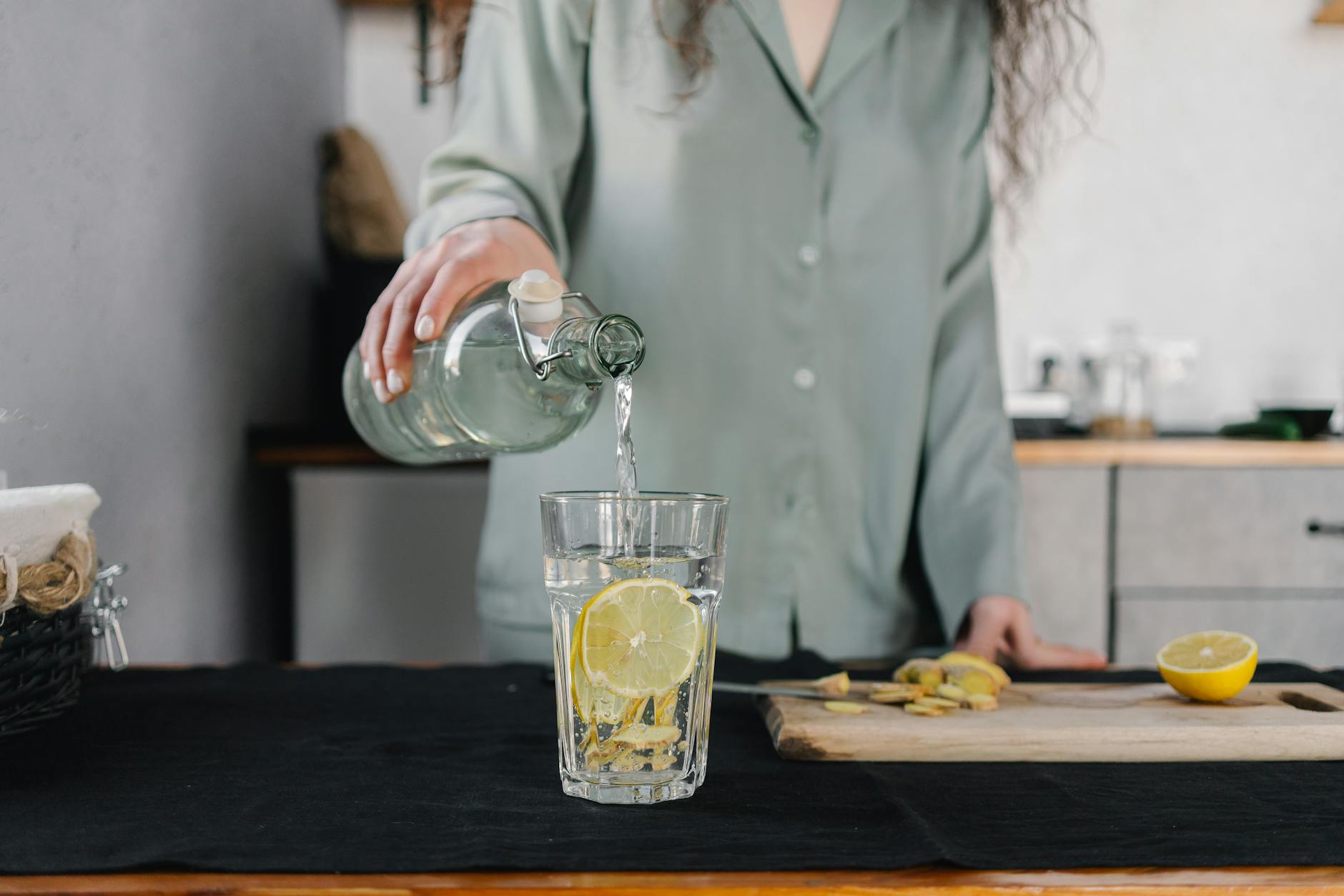 Healthy lifestyle - person preparing wellness drink